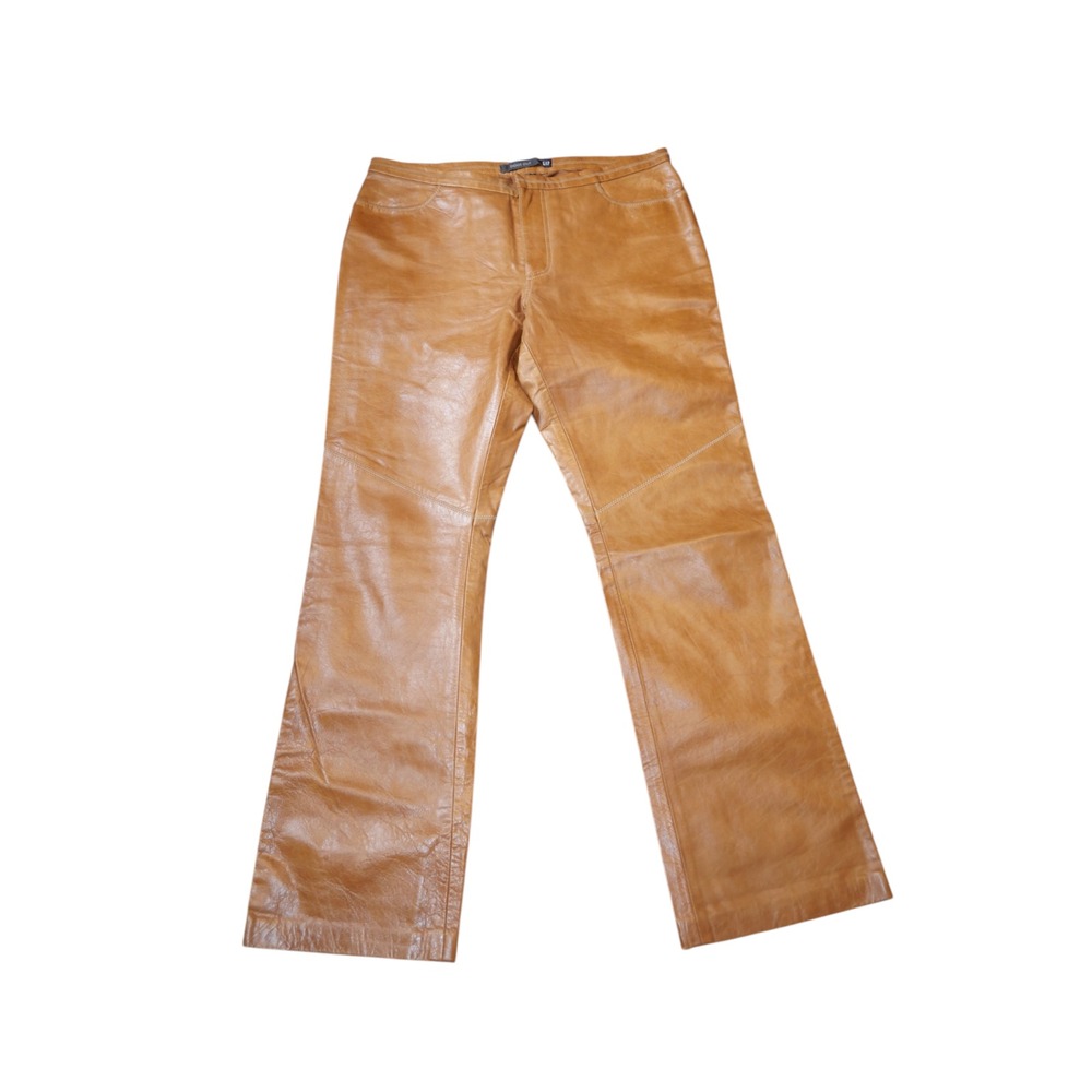 Vintage Y2K GAP Genuine Leather Bootcut Pants Cognac Tan Women's 14